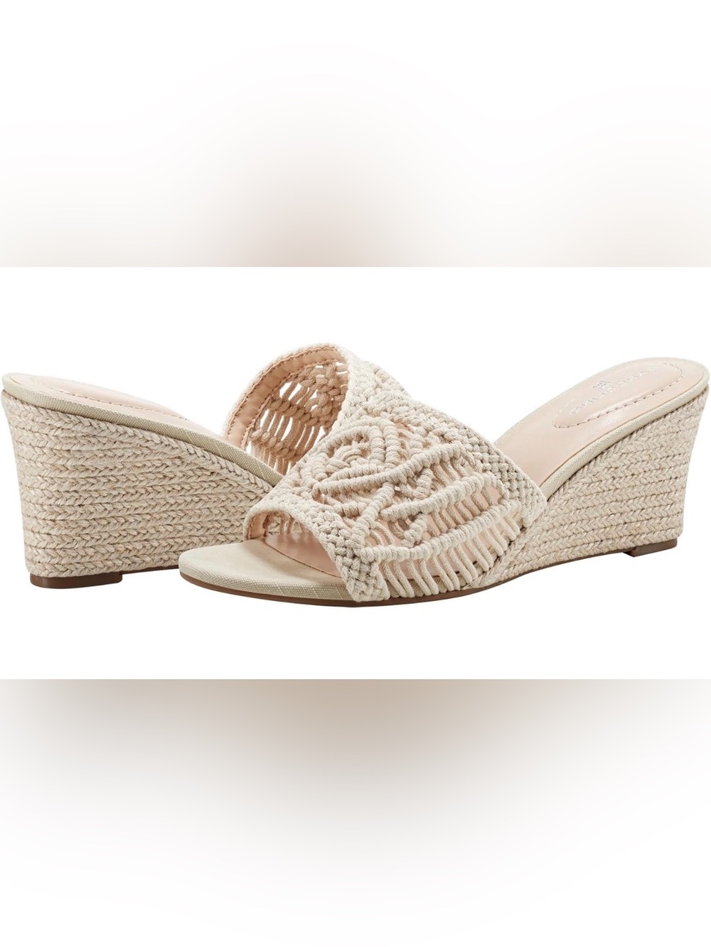 NIB Bandolino Andrrea7 Macrame Espadrille Wedge Sandals Light Natural Size 11M